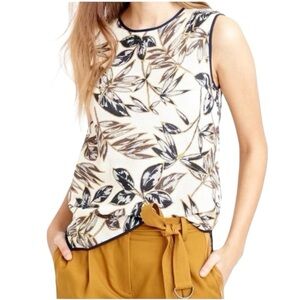 J. Crew Gold Foil Leaf Shell Mesh Tank Top. cream Blue Green Size 4 #1868 NWT